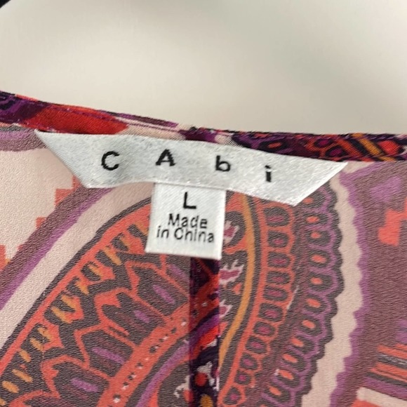 Beautiful CAbi Sheer Chiffon Paisley Tie Kimono Top Blouse .  Sz. L. NWOT - Picture 3 of 7